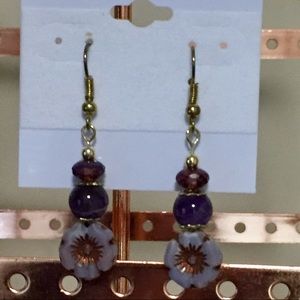 Czech glass & amethyst earrings
